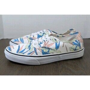 VANS OLD SKOOL Lace Up Sneakers Womens 9.5 White Canvas Bird Of Paradise Low Top